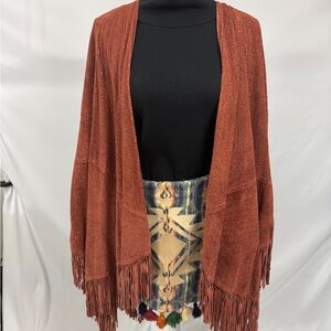 Suzanne Sommers Suede Leather Fringe Poncho
